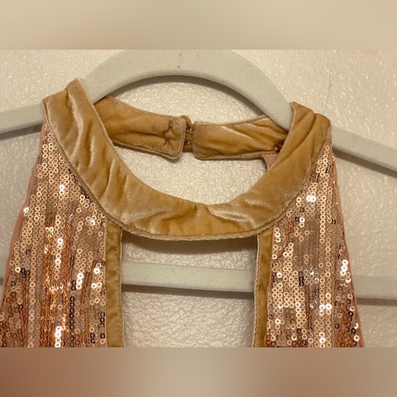 Free People Film Noir Sequin Mini Halter Dress‎ in Rose Gold Size 6 - Picture 5 of 11